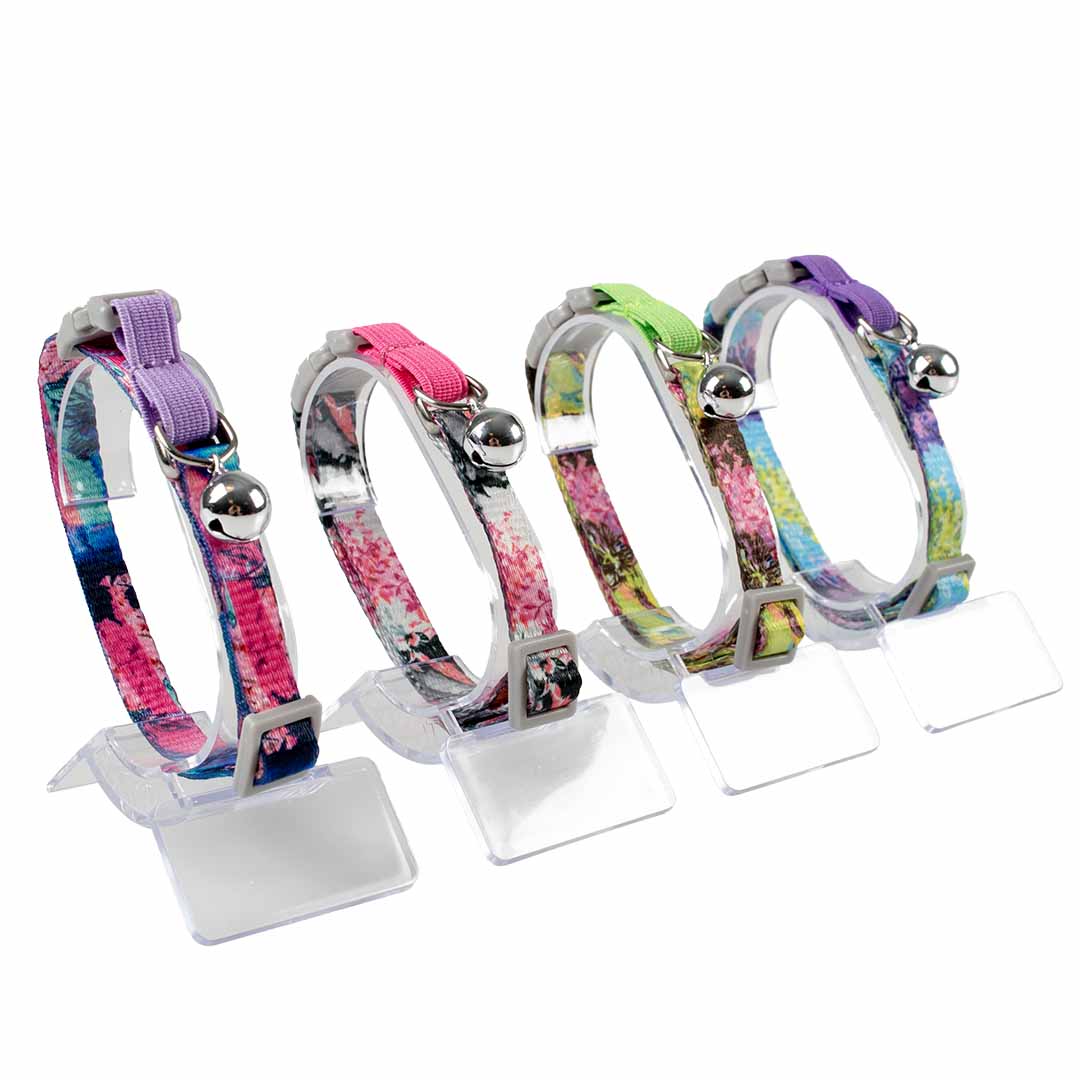 15551 - Collier pour chats splash florale Couleurs mélangées