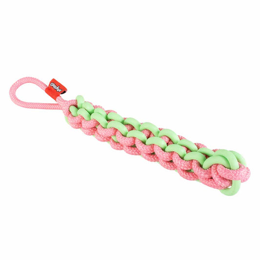 303/485583 - Jouet pour chien avec corde tressée TWISTING TUGGER Vert/rose