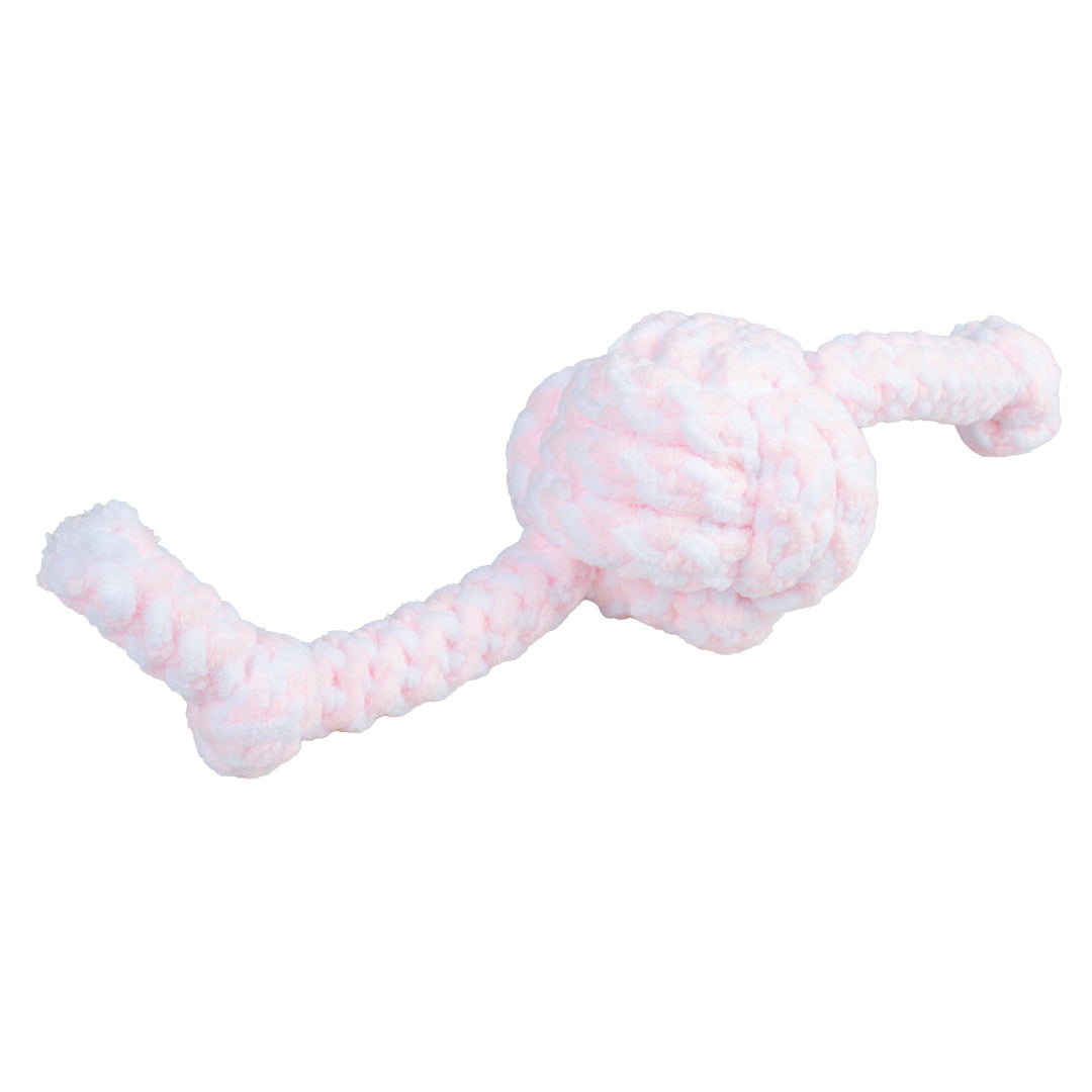 15026 - Puppy balle en corde souple avec 2 nœuds Rose/blanc